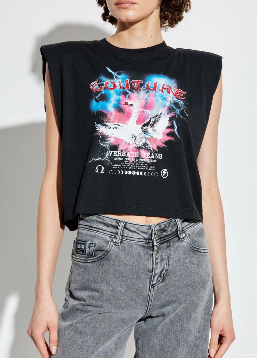 Cheap Versace Jeans Women T-shirt Swan Couture Lake 0425